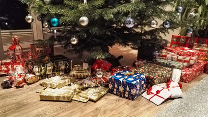 Presents for the children under the christmas tree