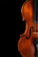 Front View of a Violin, Isolated on Black