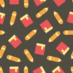 Pattern with notebooks and pencils