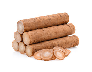 Burdock roots isolated white background.