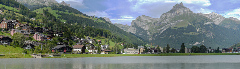 The lake of Engelberg on the Swiss alps