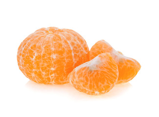 tangerine segments isolated on white background, stacked focus image
