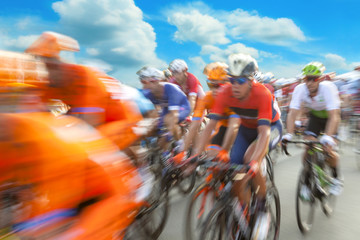 Obraz premium Group of cyclist during a race, motion blur