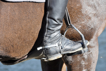 Das Reiten im Detail, Reitstiefel, Steigbügel und Sporn 