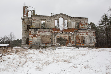 Fototapeta premium Ruins of an ancient castle Tereshchenko Grod in Zhitomir, Ukraine. Palace of 19th century