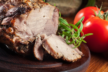 Roasted pork loin with herbs