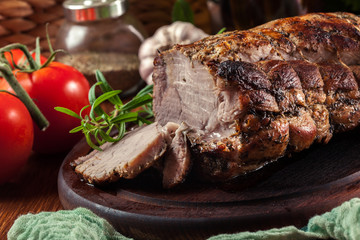 Roasted pork loin with herbs