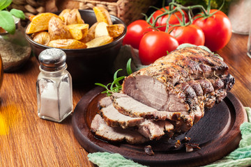 Roasted pork loin with herbs