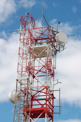 Communication repeater antenna tower on the mountain top