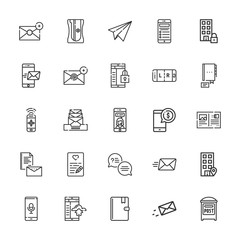 Collection of 25 mail outline icons