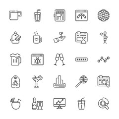 Collection of 25 bar outline icons