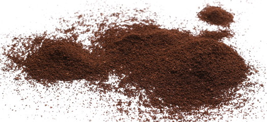 Instant coffee, pile of powdered isolated on white background