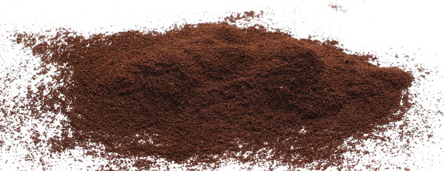 Instant coffee, pile of powdered isolated on white background