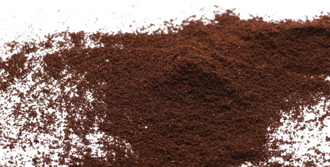 Instant coffee, pile of powdered isolated on white background