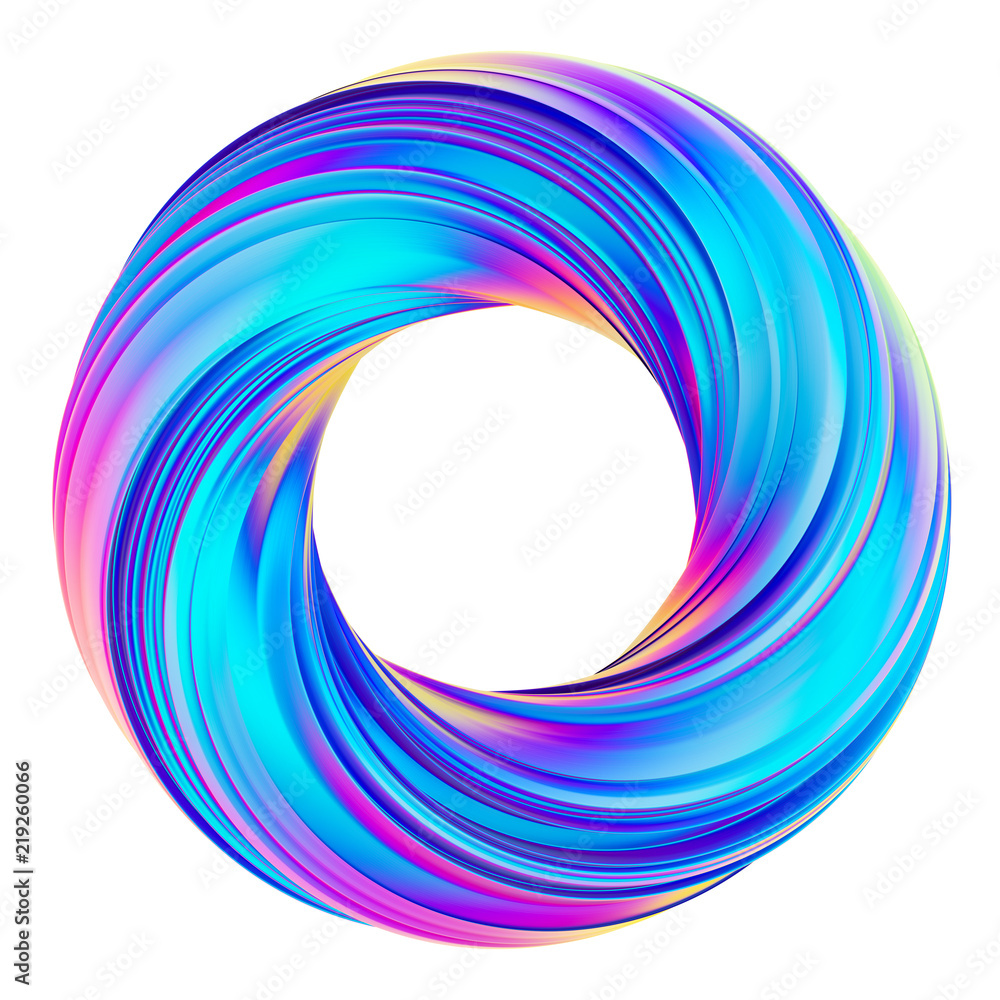 Aufkleber 3D rendering of holographic abstract circle twisted shape
