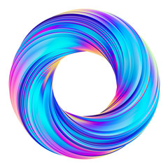3D rendering of holographic abstract circle twisted shape
