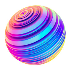 Élément de conception de sphère côtelée de forme torsadée abstraite holographique