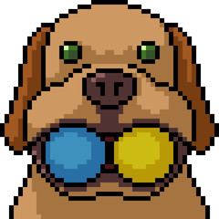 vector pixel art dog playing
