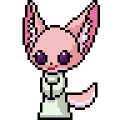 vector pixel art fox girl
