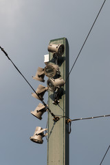 Lamps on metal column
