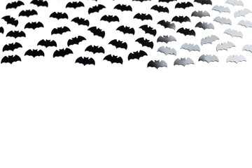 Black bat shapes on a white background. Halloween background