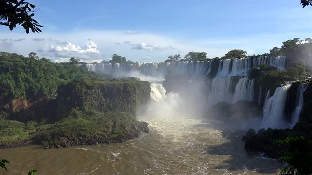 Iguazu Falls. San Martin Island  with surrounding falls of the Argentina side.
