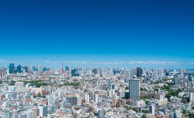 Fototapeta premium Krajobraz Tokio, błękitne niebo