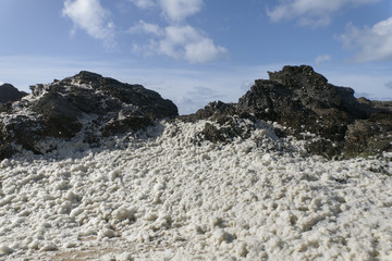 Roches couvertes d'écume