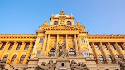 Detailed view of Czech National Museum in Prague, Czech Republic.