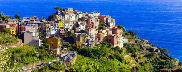 Fotobehang Lanmarks of Italy- national park Cinque terre and picturesque Corniglia village in Liguria © Freesurf