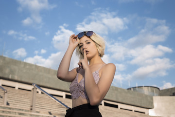 Portrait of a girl on some stairs