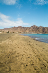 Sandy beach in Gran Tarajal, Fuerteventura, Canary Islands, Spain.