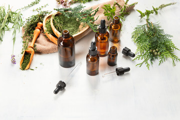 Bottles of essential oils