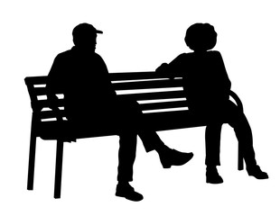 Two persons silhouettes sitting on a bench