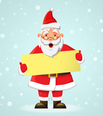 Santa Claus holding poster