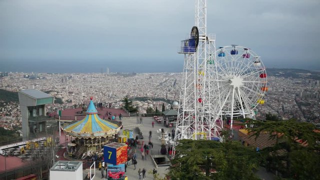 Tibidabo Rides Time lapse Barcelona