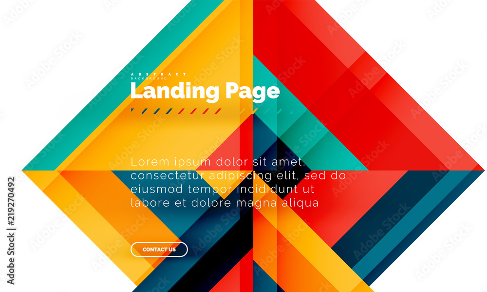 Wall mural square shape geometric abstract background, landing page web design template