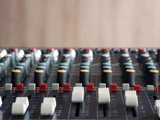 Fototapeta premium Audio mixer console close up