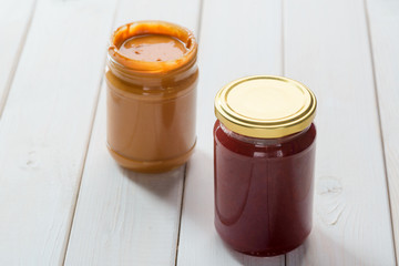 Peanut butter and jelly jars