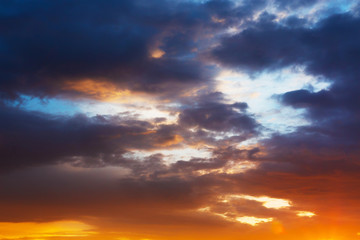 Naklejka na ściany i meble evening sky with clouds at sunset