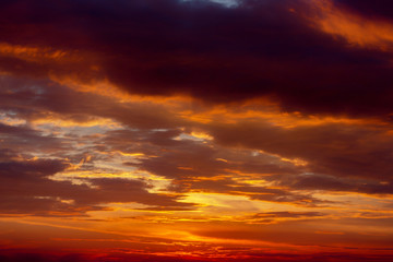 the evening sky with clouds at sunset