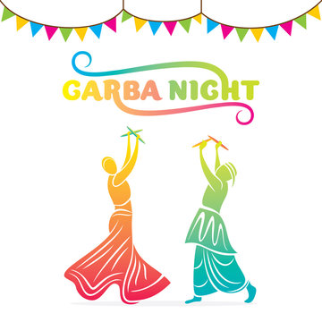 celebrate navratri festival with dancing garba design