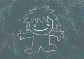 Black board and chalk concepts series, kid cartoon