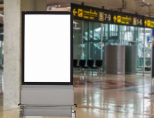 Blank billboard posters in the airport,Empty advertising billboard at aerodrome.