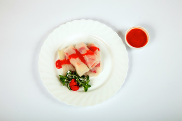 Pancakes with strawberry and strawberry sauce