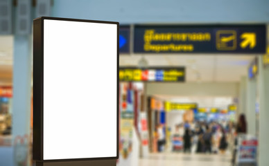 Blank billboard posters in the airport,Empty advertising billboard at aerodrome.