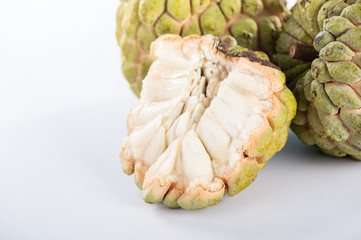 fresh sugar apple fruit(Custard Apple),sweetsop on white background
