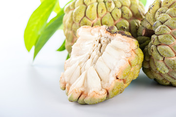 fresh sugar apple fruit(Custard Apple),sweetsop on white background