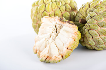fresh sugar apple fruit(Custard Apple),sweetsop on white background