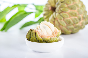 fresh sugar apple fruit(Custard Apple),sweetsop on white background